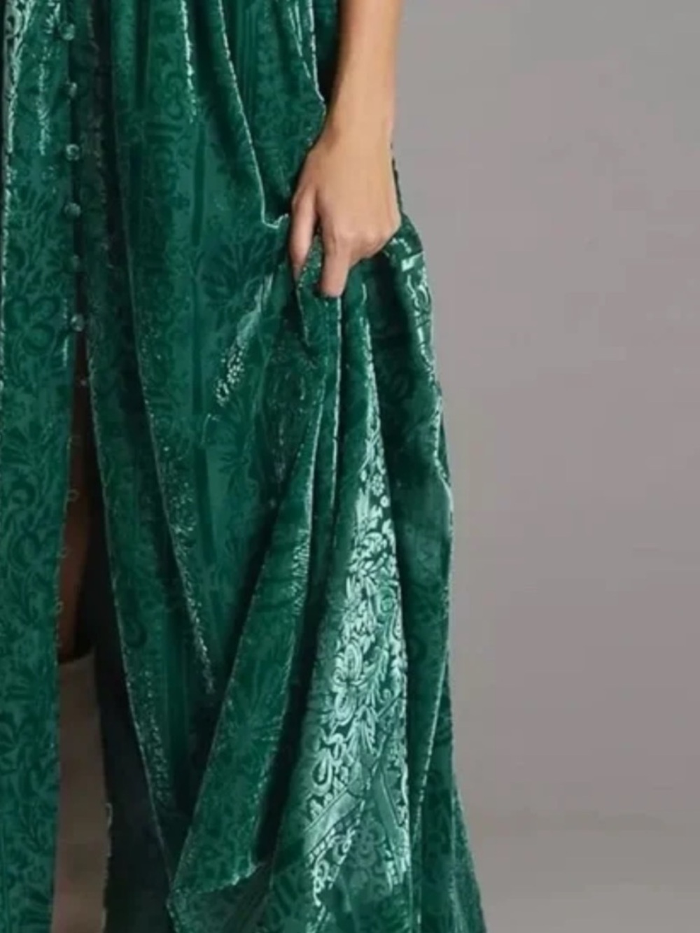 ANTHROPOLOGIE Katerina Velvet Button Front Maxi Dress Size 0 Whimsy Whimsigoth - Picture 3 of 13